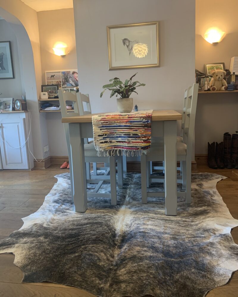 Grey and White Cowhide Rugs - Image 5